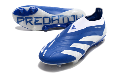 Men's Adidas Predator+ 24 Elite Laceless FG Football Boots - Blue/White
