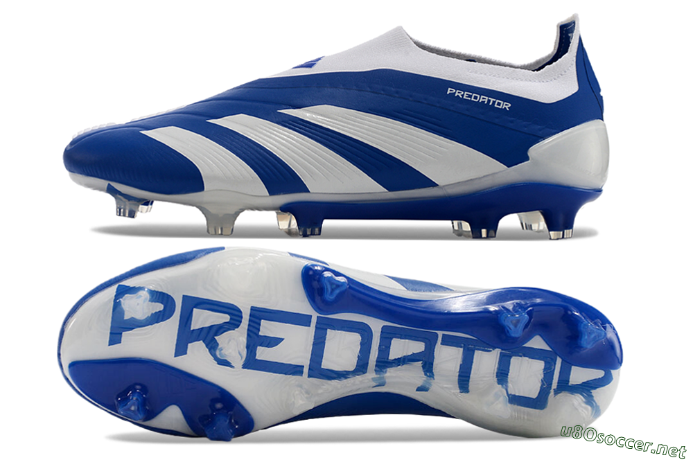 Men's Adidas Predator+ 24 Elite Laceless FG Football Boots - Blue/White 1