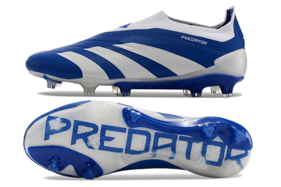 Men's Adidas Predator+ 24 Elite Laceless FG Football Boots - Blue/White