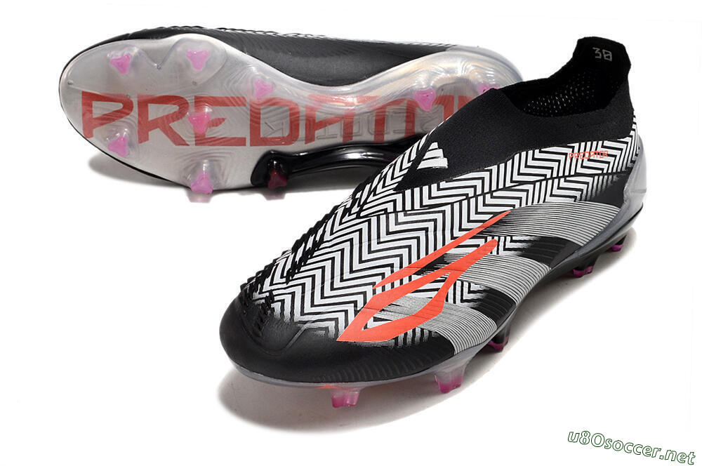 Men's Adidas Predator+ 24 Elite Laceless FG Football Boots - White/Black/Silver 3