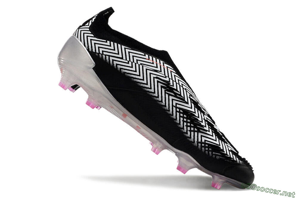 Men's Adidas Predator+ 24 Elite Laceless FG Football Boots - White/Black/Silver 4