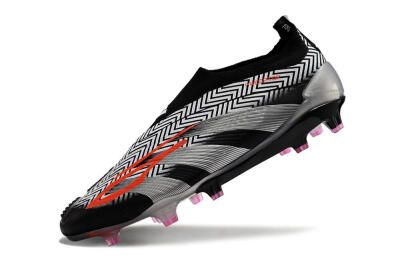 Men's Adidas Predator+ 24 Elite Laceless FG Football Boots - White/Black/Silver