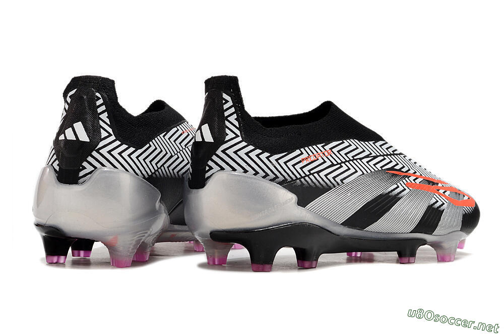 Men's Adidas Predator+ 24 Elite Laceless FG Football Boots - White/Black/Silver 6