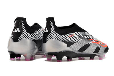 Men's Adidas Predator+ 24 Elite Laceless FG Football Boots - White/Black/Silver