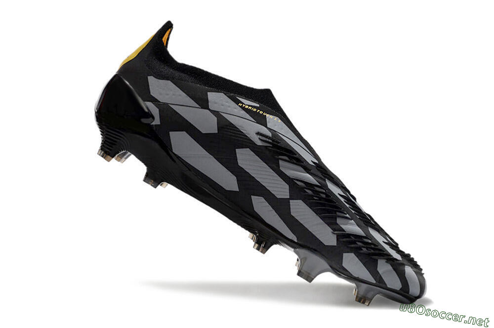 Men's Adidas Predator+ 24 Elite Laceless FG Football Boots - Grey/Black/Gold 4