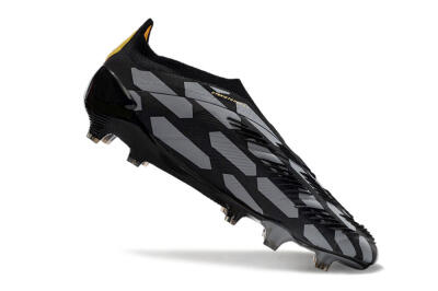 Men's Adidas Predator+ 24 Elite Laceless FG Football Boots - Grey/Black/Gold