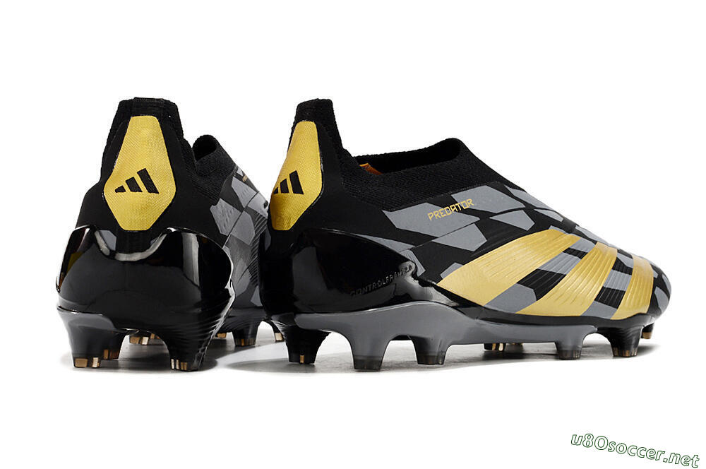 Men's Adidas Predator+ 24 Elite Laceless FG Football Boots - Grey/Black/Gold 6