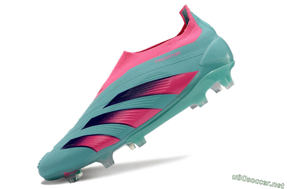 Men's Adidas Predator+ 24 Elite Laceless FG Football Boots - Jade/Pink/Purple 5