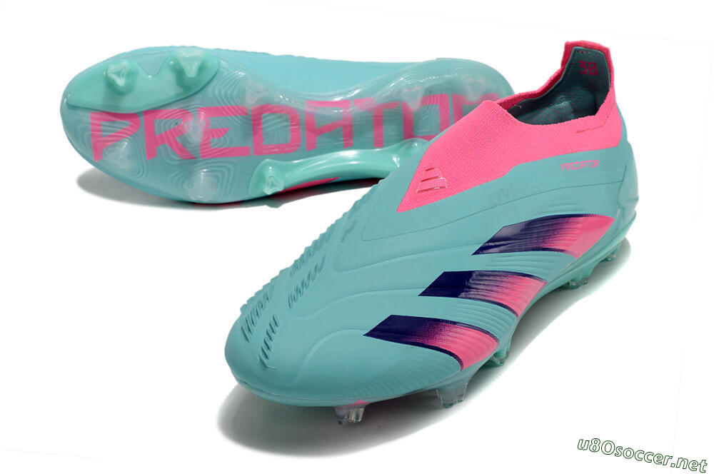 Men's Adidas Predator+ 24 Elite Laceless FG Football Boots - Jade/Pink/Purple 3