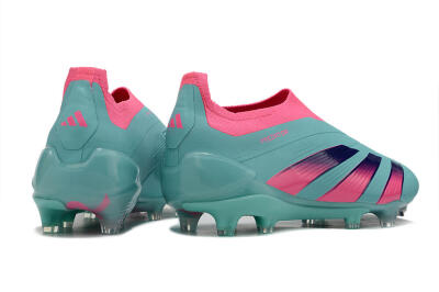 Men's Adidas Predator+ 24 Elite Laceless FG Football Boots - Jade/Pink/Purple