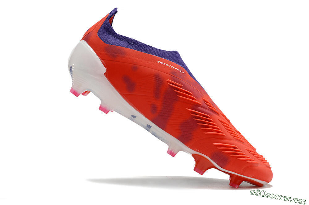Men's Adidas Predator+ 24 Elite Laceless FG Football Boots - Red/White/Purple 4