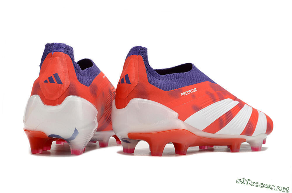 Men's Adidas Predator+ 24 Elite Laceless FG Football Boots - Red/White/Purple 6