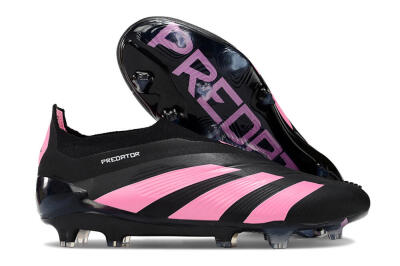 Men's Adidas Predator+ 24 Elite Laceless FG Football Boots - Black/Pink