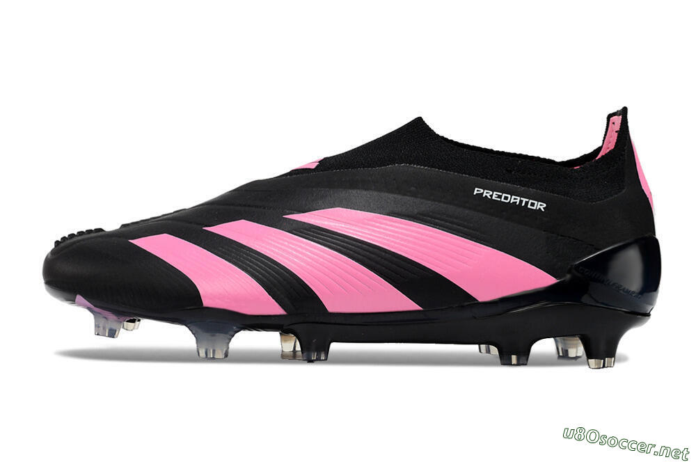 Men's Adidas Predator+ 24 Elite Laceless FG Football Boots - Black/Pink 0