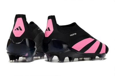 Men's Adidas Predator+ 24 Elite Laceless FG Football Boots - Black/Pink