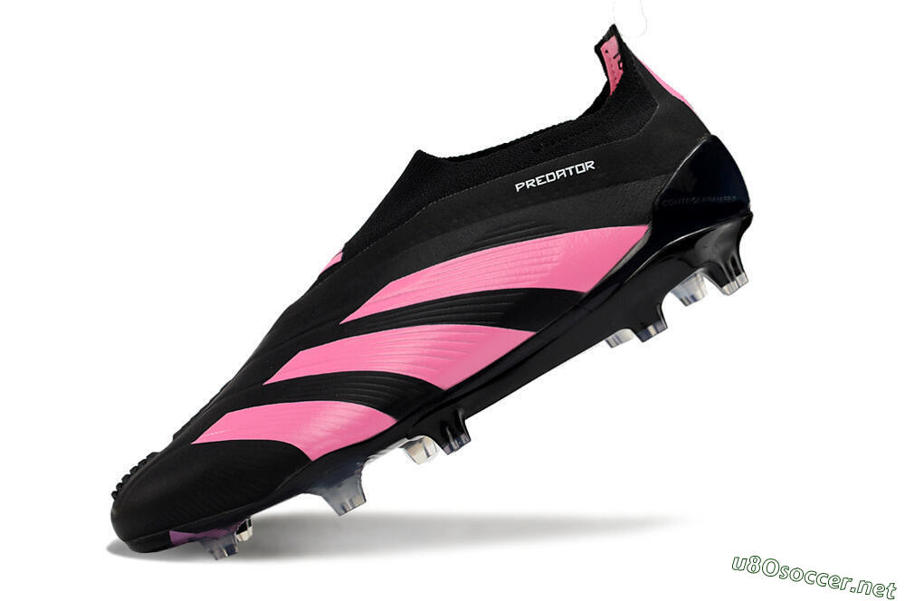 Men's Adidas Predator+ 24 Elite Laceless FG Football Boots - Black/Pink 5