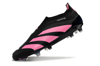 Men's Adidas Predator+ 24 Elite Laceless FG Football Boots - Black/Pink