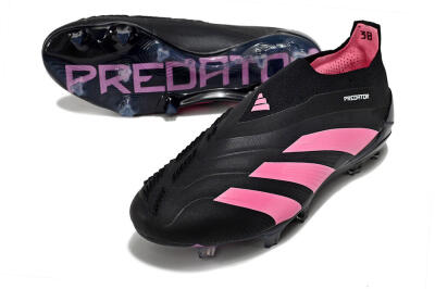 Men's Adidas Predator+ 24 Elite Laceless FG Football Boots - Black/Pink