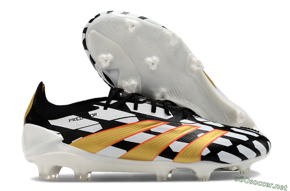 Men's Adidas Predator 24 Elite FG Football Boots - White/Black/Gold 2