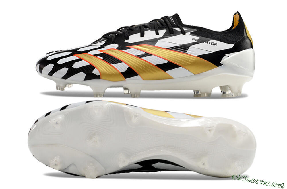 Men's Adidas Predator 24 Elite FG Football Boots - White/Black/Gold 1