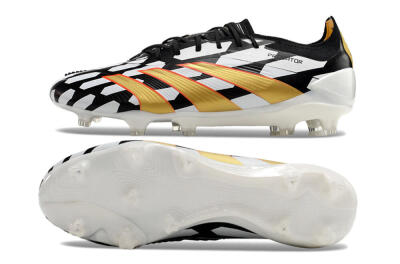 Men's Adidas Predator 24 Elite FG Football Boots - White/Black/Gold