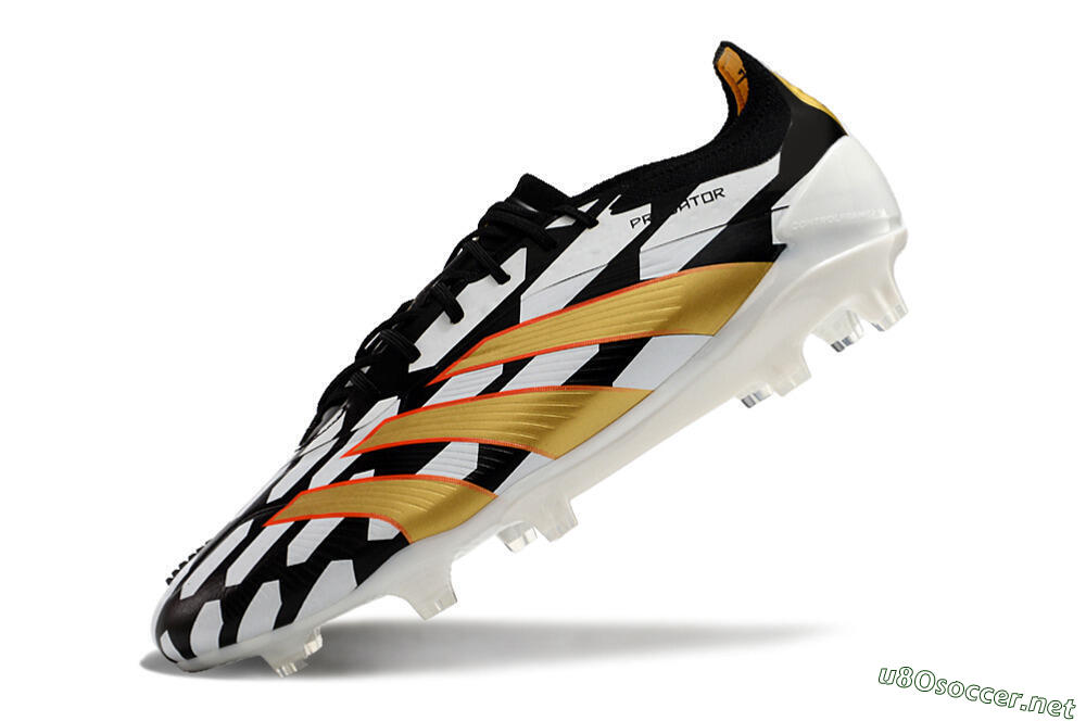 Men's Adidas Predator 24 Elite FG Football Boots - White/Black/Gold 5