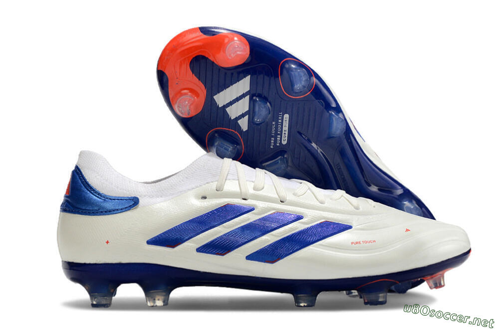 Men's Adidas Copa Pure 2+ FG Football Boots - White/Blue/Red 2