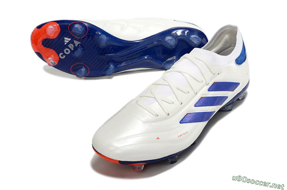 Men's Adidas Copa Pure 2+ FG Football Boots - White/Blue/Red 3