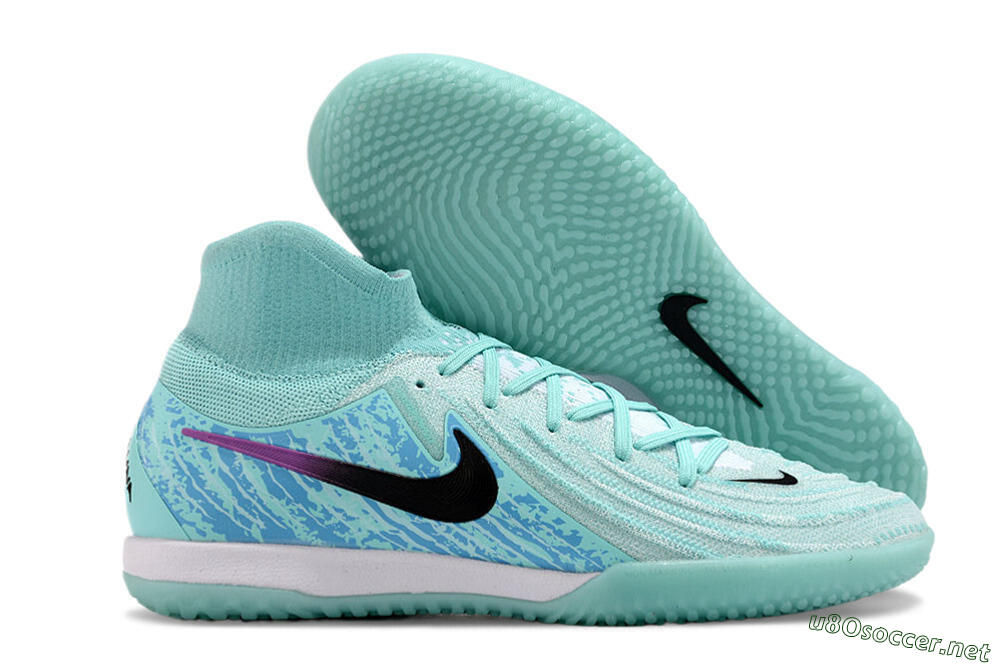 Men's Nike Phantom Luna Elite NU IC Football Shoes - Jade/Black/Purple 2