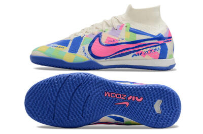 Men's Nike Air Zoom Mercurial Superfly 9 Elite IC Football Shoes - White/Blue/Pink/Yellow