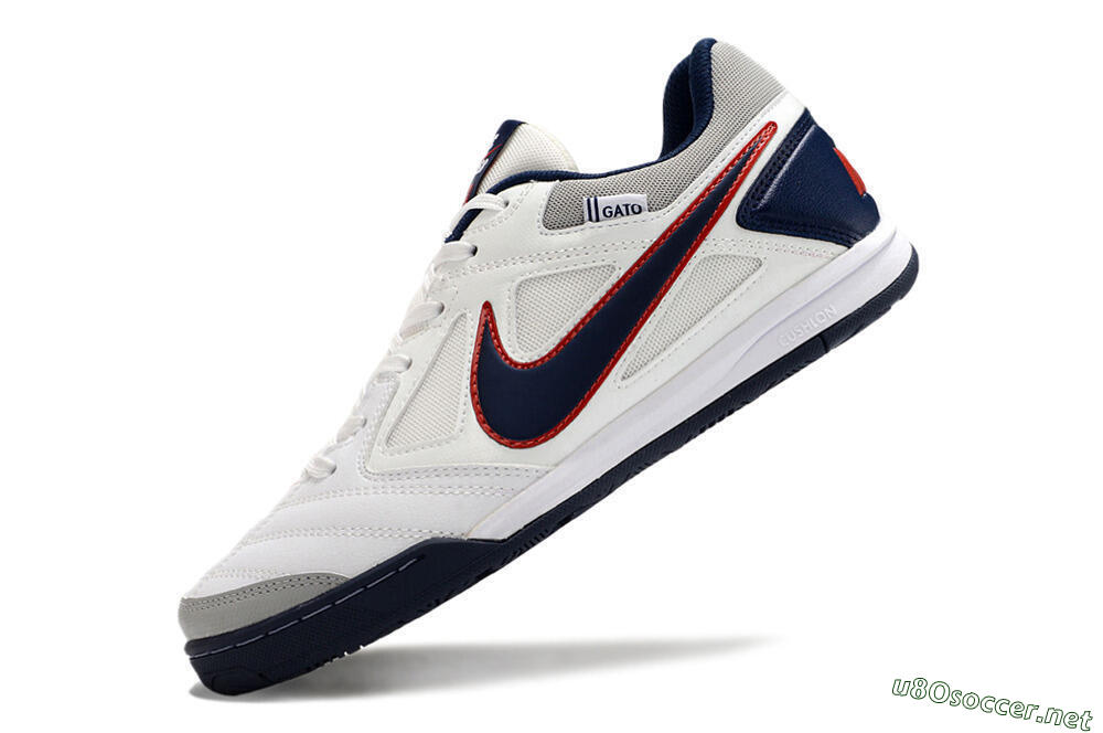 Men's Supre x Nike SB Gato IC Football Shoes - White/Black/Red/Blue 5