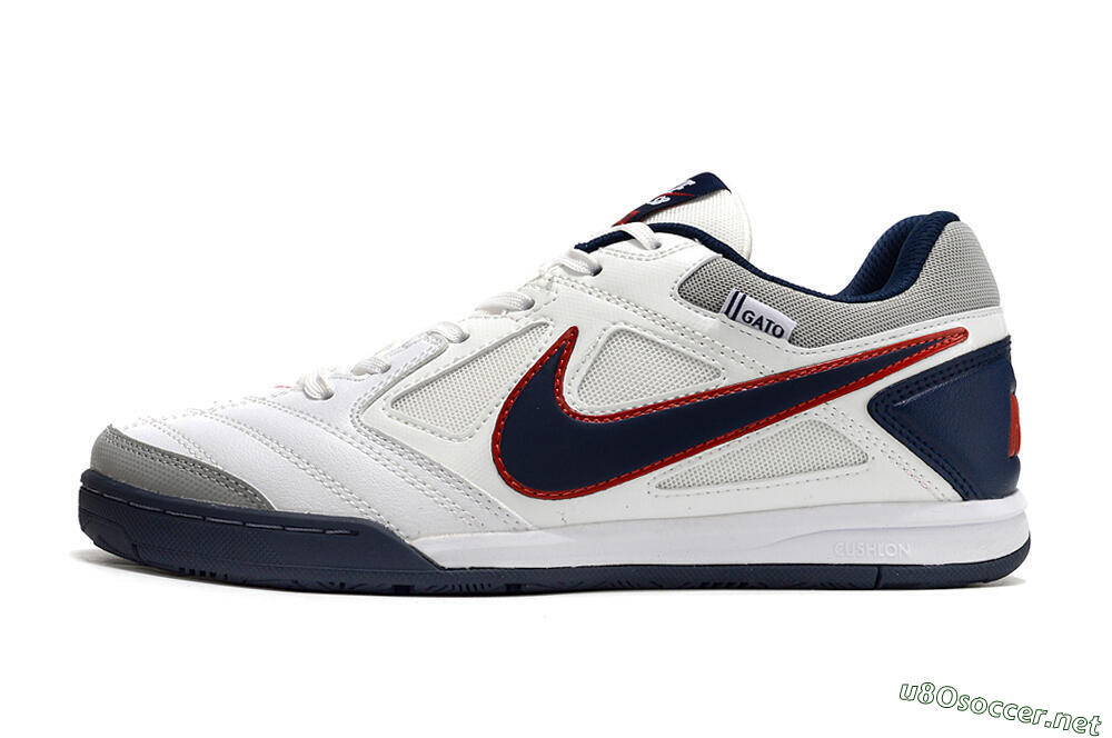 Men's Supre x Nike SB Gato IC Football Shoes - White/Black/Red/Blue 0