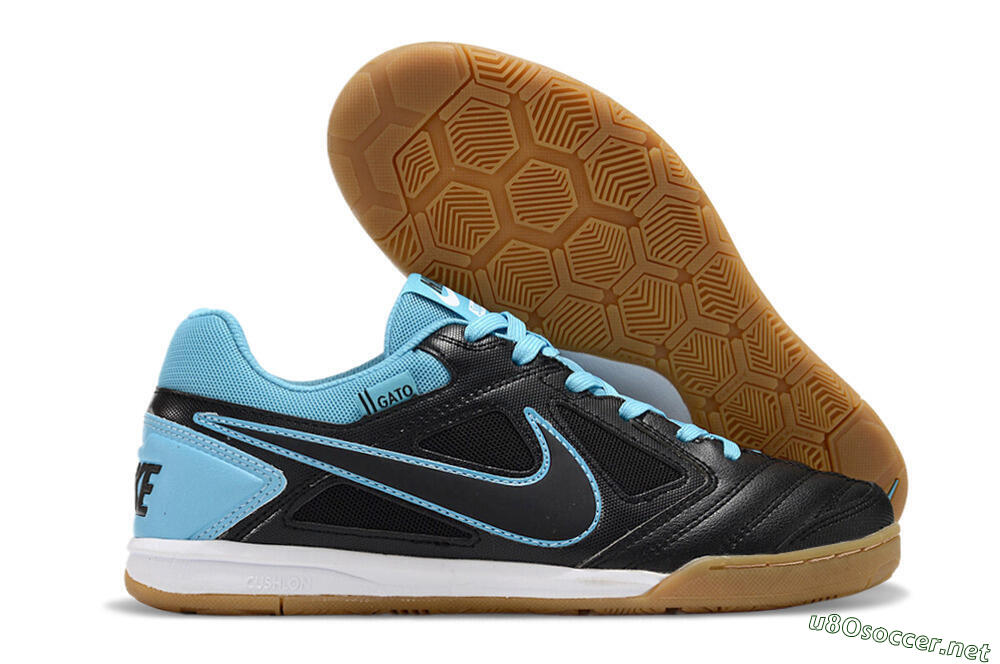 Men's Supre x Nike SB Gato IC Football Shoes - Black/Blue/White 2