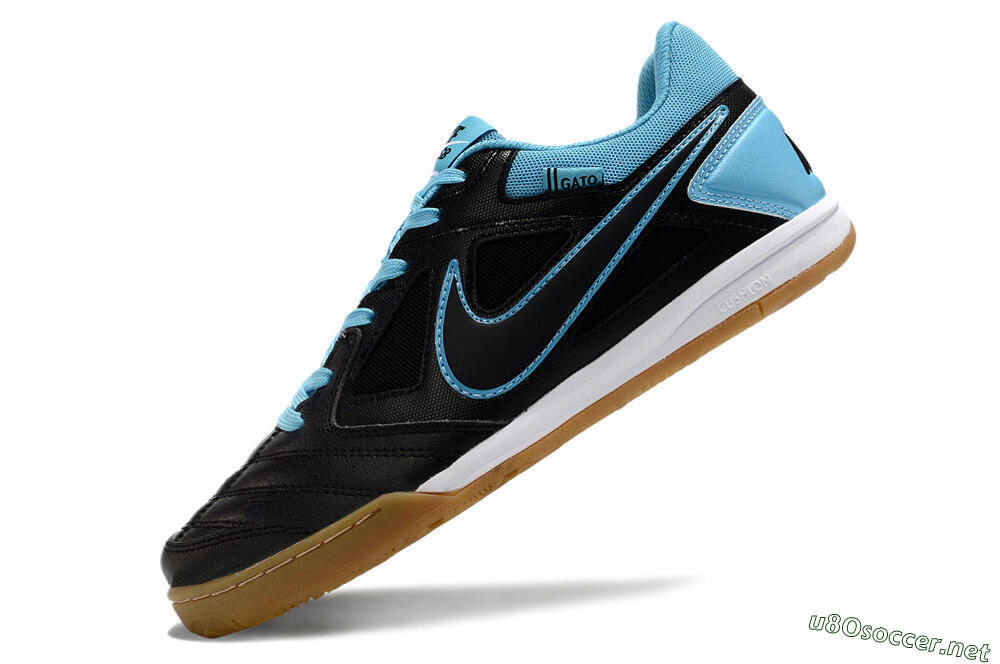 Men's Supre x Nike SB Gato IC Football Shoes - Black/Blue/White 5