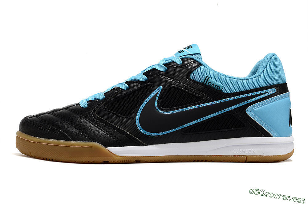 Men's Supre x Nike SB Gato IC Football Shoes - Black/Blue/White 0