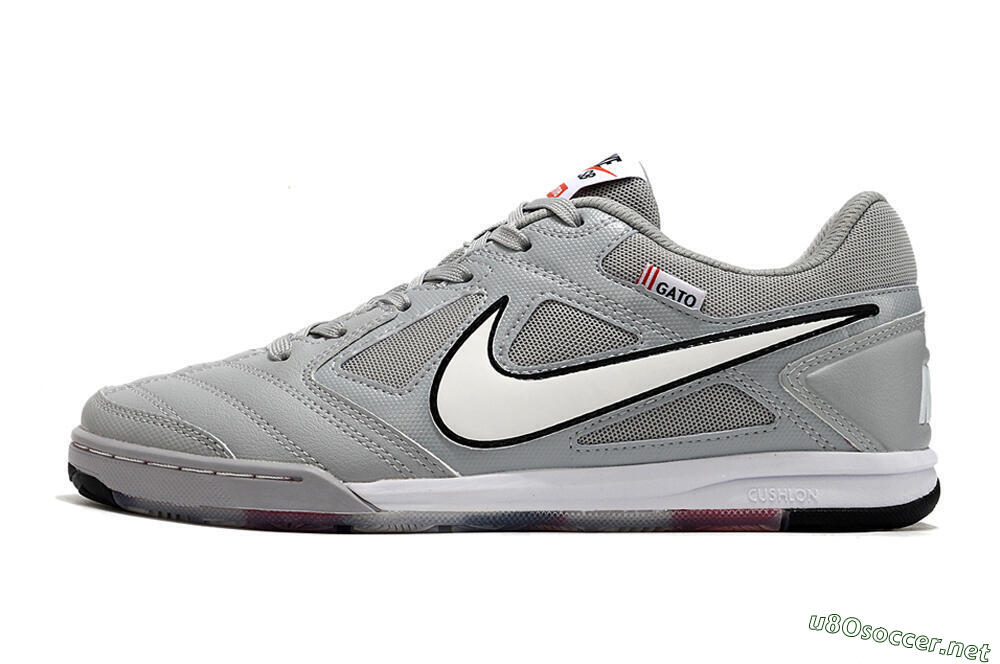 Men's Supre x Nike SB Gato IC Football Shoes - Grey/White/Red/Black 0