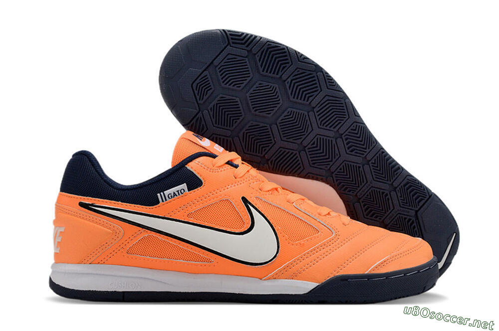 Men's Supre x Nike SB Gato IC Football Shoes - Orange/White/Blue 2