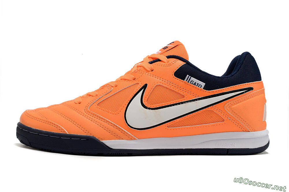 Men's Supre x Nike SB Gato IC Football Shoes - Orange/White/Blue 0