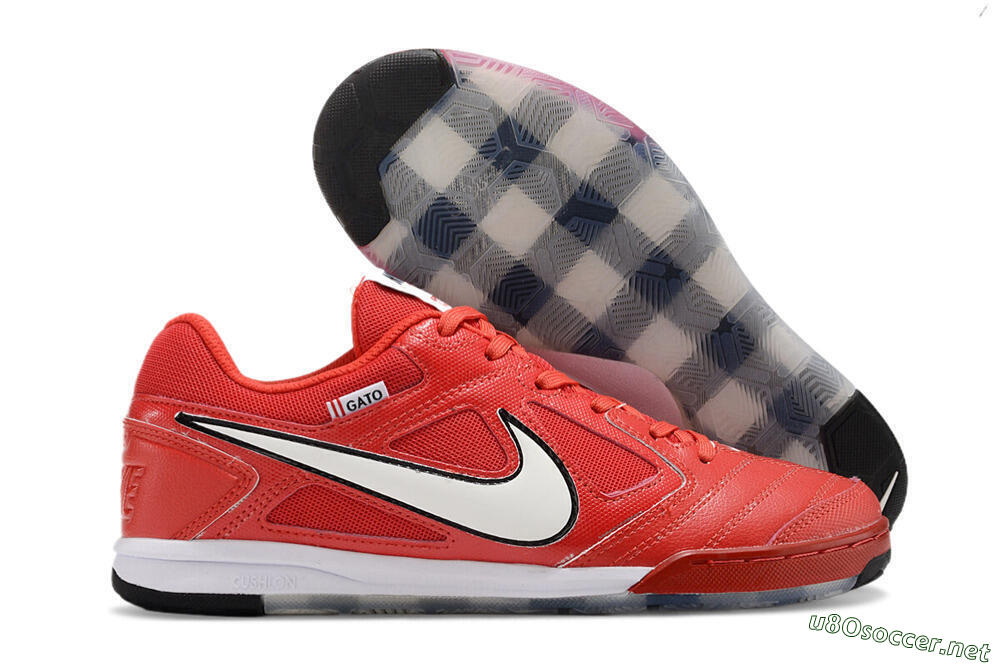 Men's Supre x Nike SB Gato IC Football Shoes - Red/White/Black 2