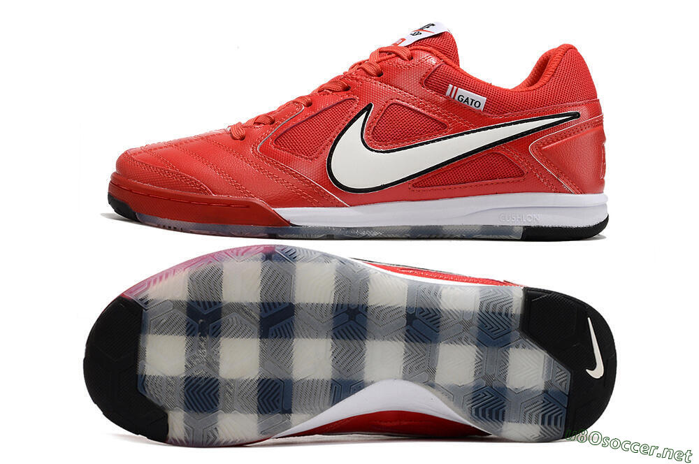 Men's Supre x Nike SB Gato IC Football Shoes - Red/White/Black 1