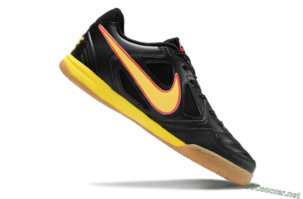 Men's Supre x Nike SB Gato IC Football Shoes - Black/Yellow/Red 4