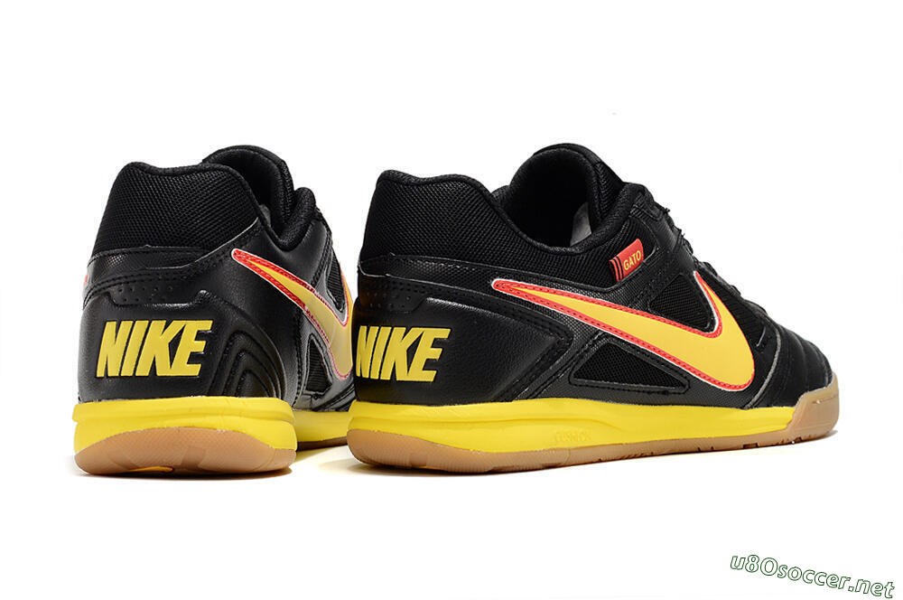 Men's Supre x Nike SB Gato IC Football Shoes - Black/Yellow/Red 6