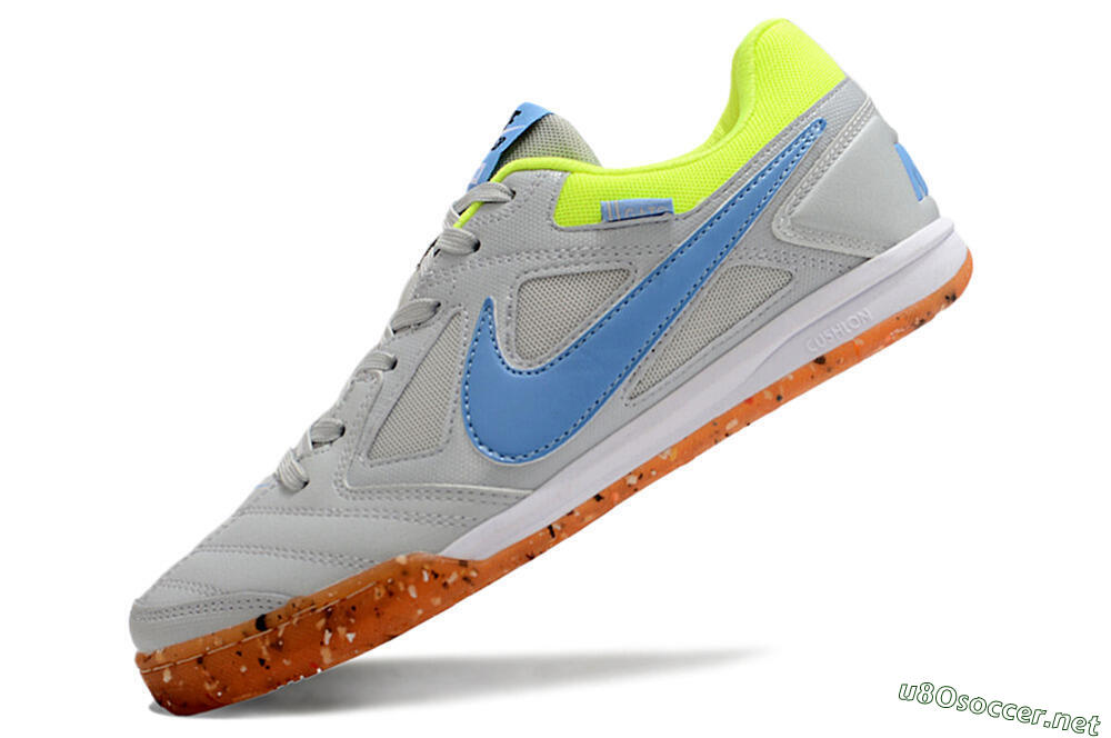 Men's Supre x Nike SB Gato IC Football Shoes - Grey/Blue/Yellow 5