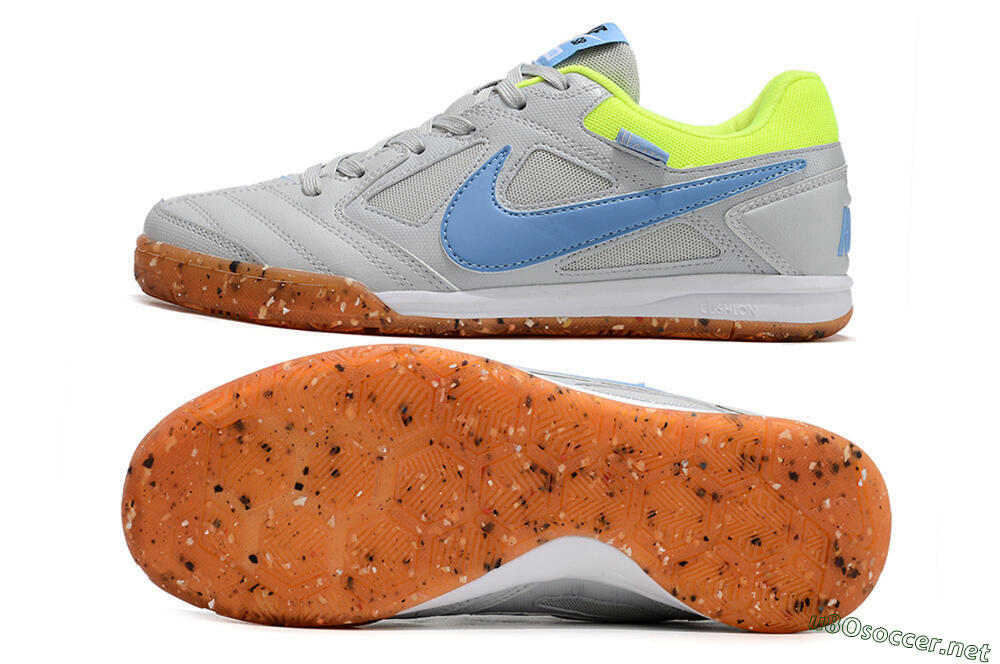 Men's Supre x Nike SB Gato IC Football Shoes - Grey/Blue/Yellow 1