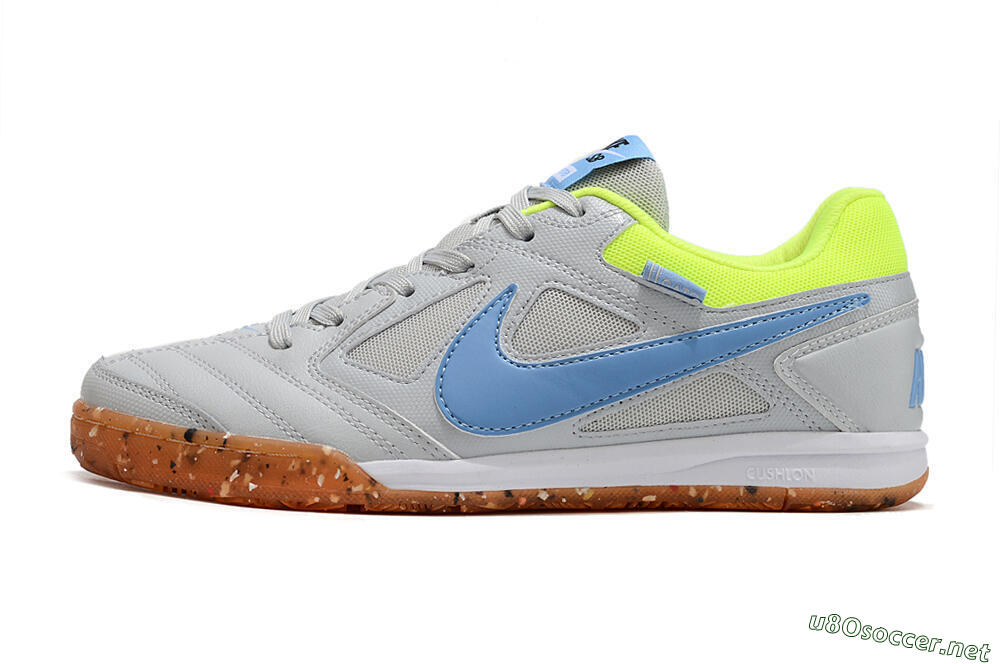Men's Supre x Nike SB Gato IC Football Shoes - Grey/Blue/Yellow 0