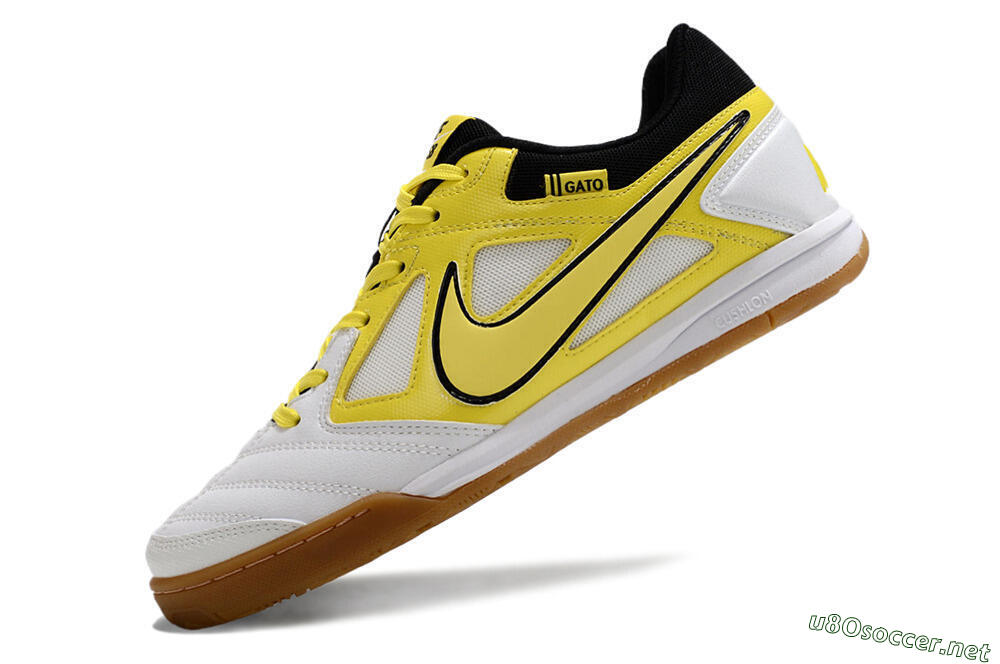 Men's Supre x Nike SB Gato IC Football Shoes - White/Yellow/Black 5