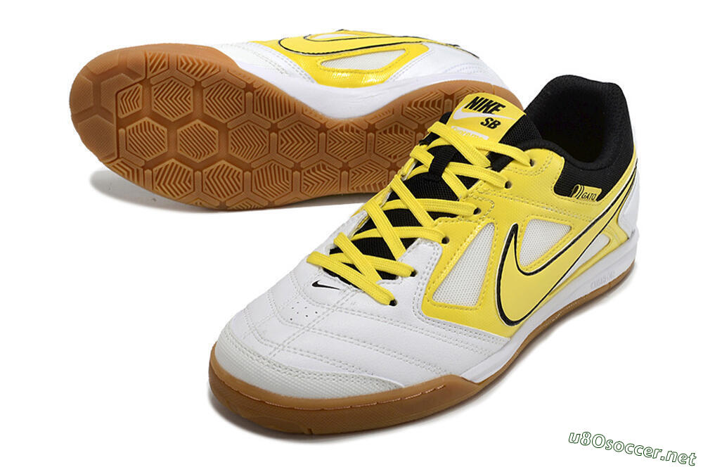 Men's Supre x Nike SB Gato IC Football Shoes - White/Yellow/Black 3