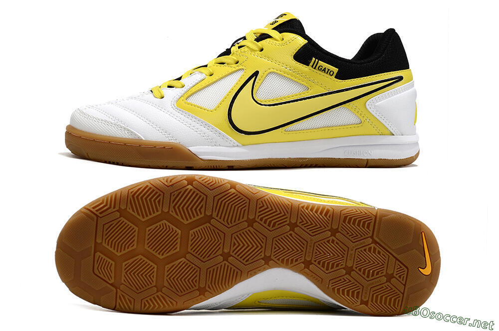 Men's Supre x Nike SB Gato IC Football Shoes - White/Yellow/Black 1