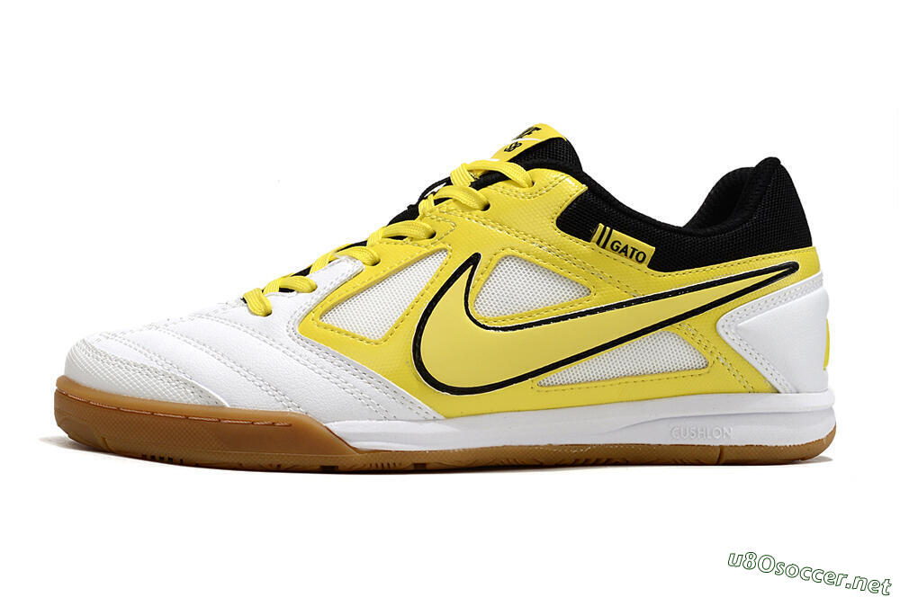Men's Supre x Nike SB Gato IC Football Shoes - White/Yellow/Black 0