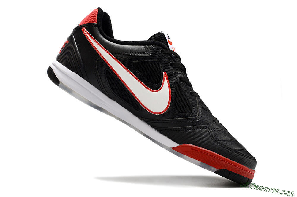 Men's Supre x Nike SB Gato IC Football Shoes - Black/White/Red 4